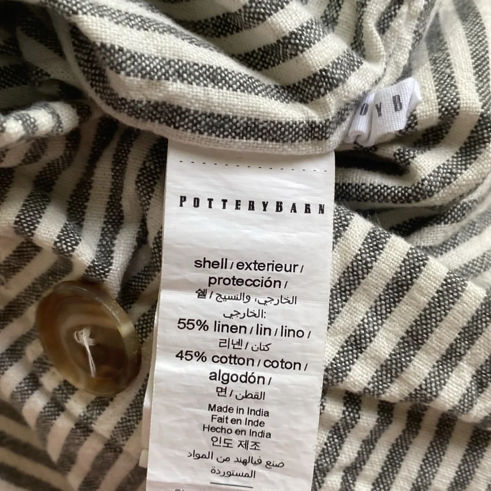 Pottery Barn Wheaton Charcoal Gray Striped Full/Queen Linen Sham Set of 2